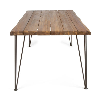 Christopher Knight Home Zion Acacia Wood 72-Inch Dining Table - teak finish + rustic metal