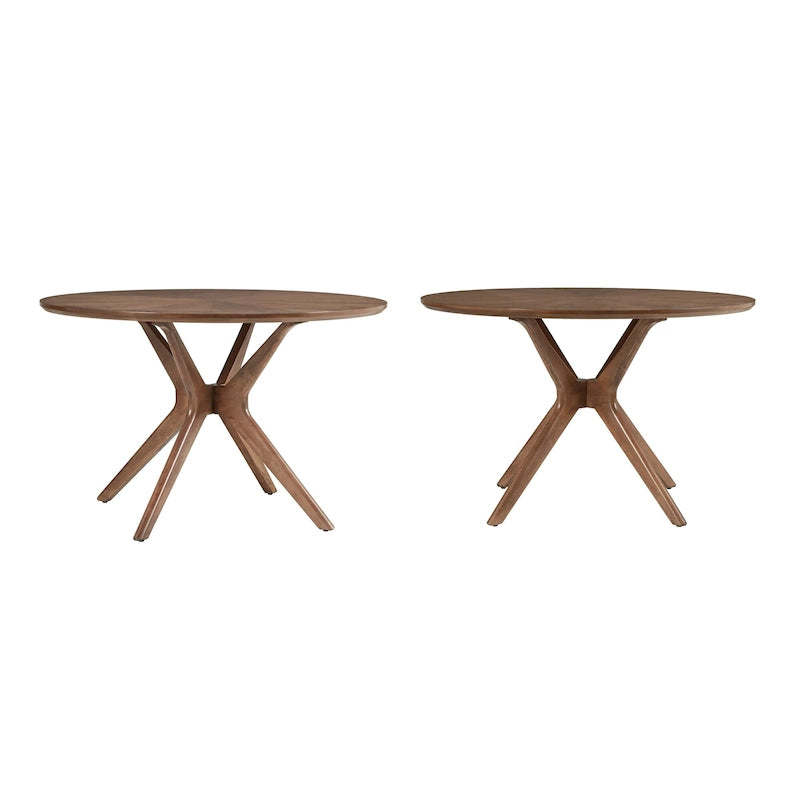 Sylvestria Mid-Century Walnut Finish Round Dining Table