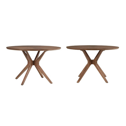 Sylvestria Mid-Century Walnut Finish Round Dining Table