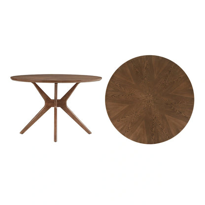 Sylvestria Mid-Century Walnut Finish Round Dining Table