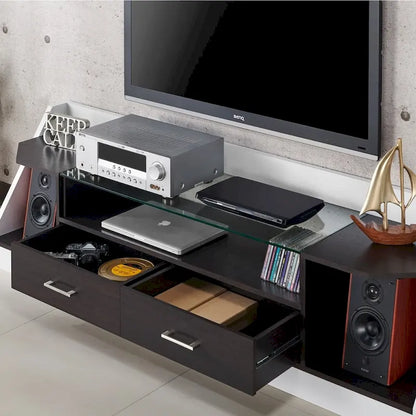 Kax Contemporary White 70-inch Glass Multi-functional Storage TV Console by Furniture of America