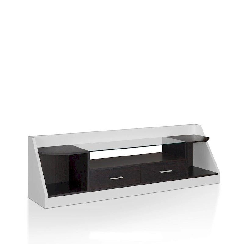 Kax Contemporary White 70-inch Glass Multi-functional Storage TV Console by Furniture of America