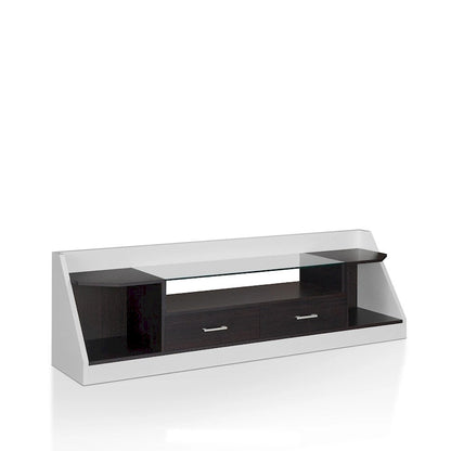 Kax Contemporary White 70-inch Glass Multi-functional Storage TV Console by Furniture of America