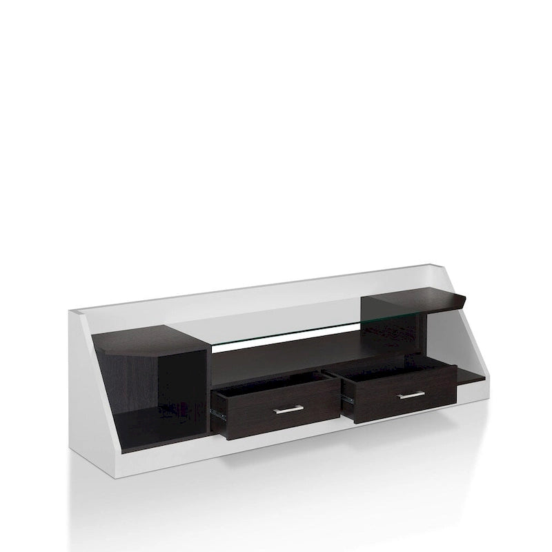 Kax Contemporary White 70-inch Glass Multi-functional Storage TV Console by Furniture of America
