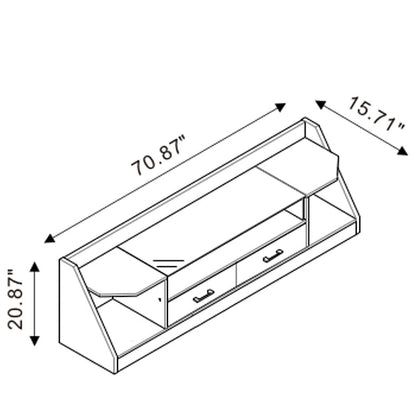 Kax Contemporary White 70-inch Glass Multi-functional Storage TV Console by Furniture of America
