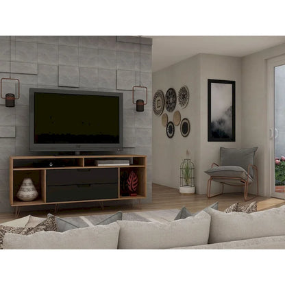 Manhattan Comfort Rockefeller 62.99 In. Metal Leg Media Cabinet Console