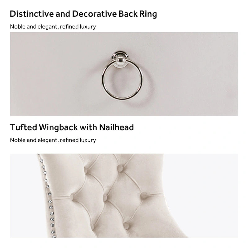 Upholstered Tufted Velvet Dining Chair with Solid Wood Legs Set of 6