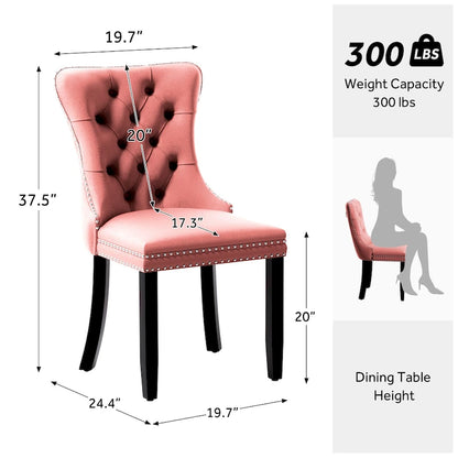 Upholstered Tufted Velvet Dining Chair with Solid Wood Legs Set of 6