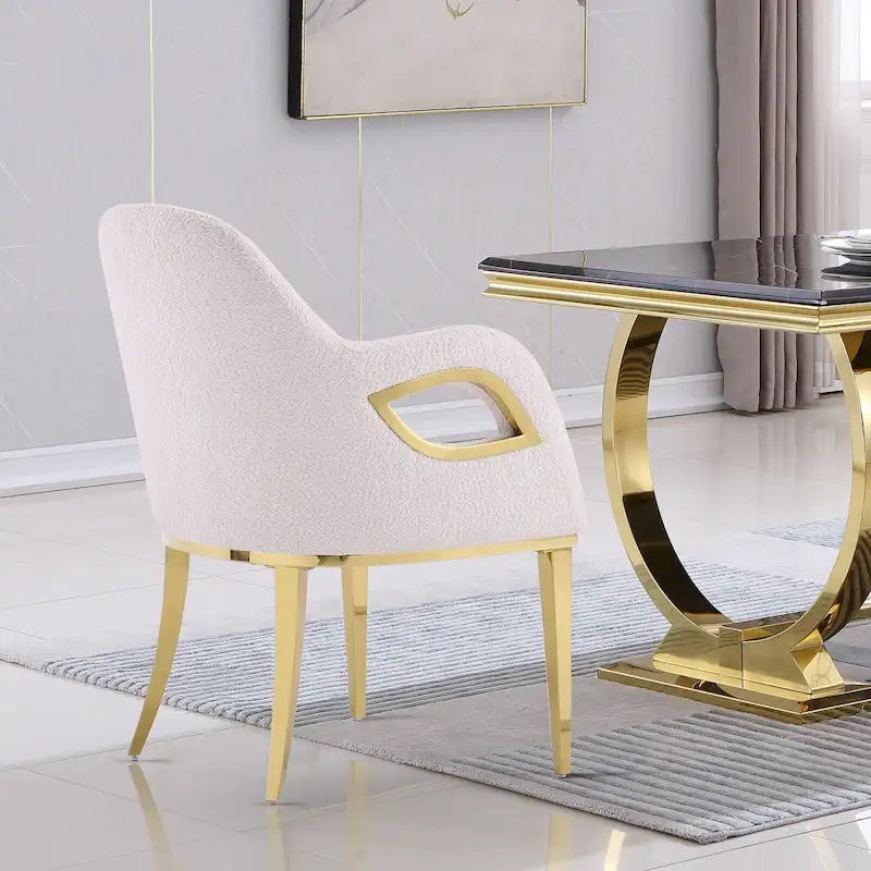 Armchairs Velvet Upholstered Side Chairs with Fox-EyeArmrests and Mirror Stainless Steel Legs