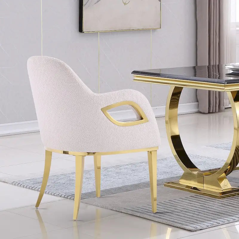 Armchairs Velvet Upholstered Side Chairs with Fox-EyeArmrests and Mirror Stainless Steel Legs