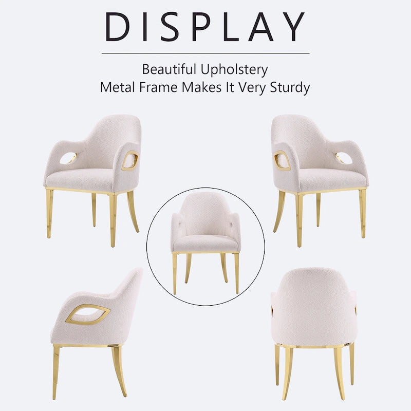 Armchairs Velvet Upholstered Side Chairs with Fox-EyeArmrests and Mirror Stainless Steel Legs