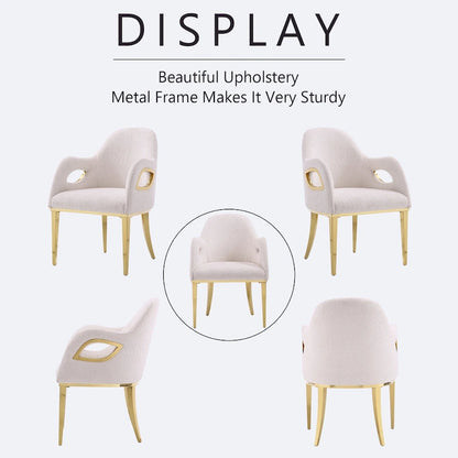 Armchairs Velvet Upholstered Side Chairs with Fox-EyeArmrests and Mirror Stainless Steel Legs