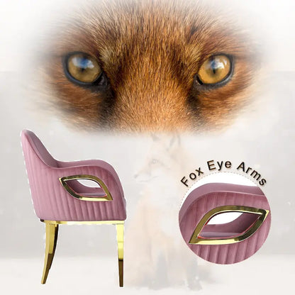 Armchairs Velvet Upholstered Side Chairs with Fox-EyeArmrests and Mirror Stainless Steel Legs