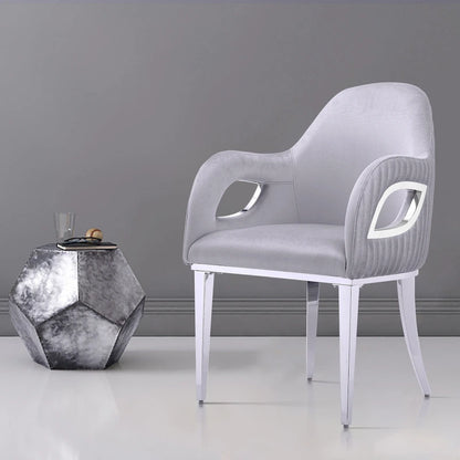 Armchairs Velvet Upholstered Side Chairs with Fox-EyeArmrests and Mirror Stainless Steel Legs