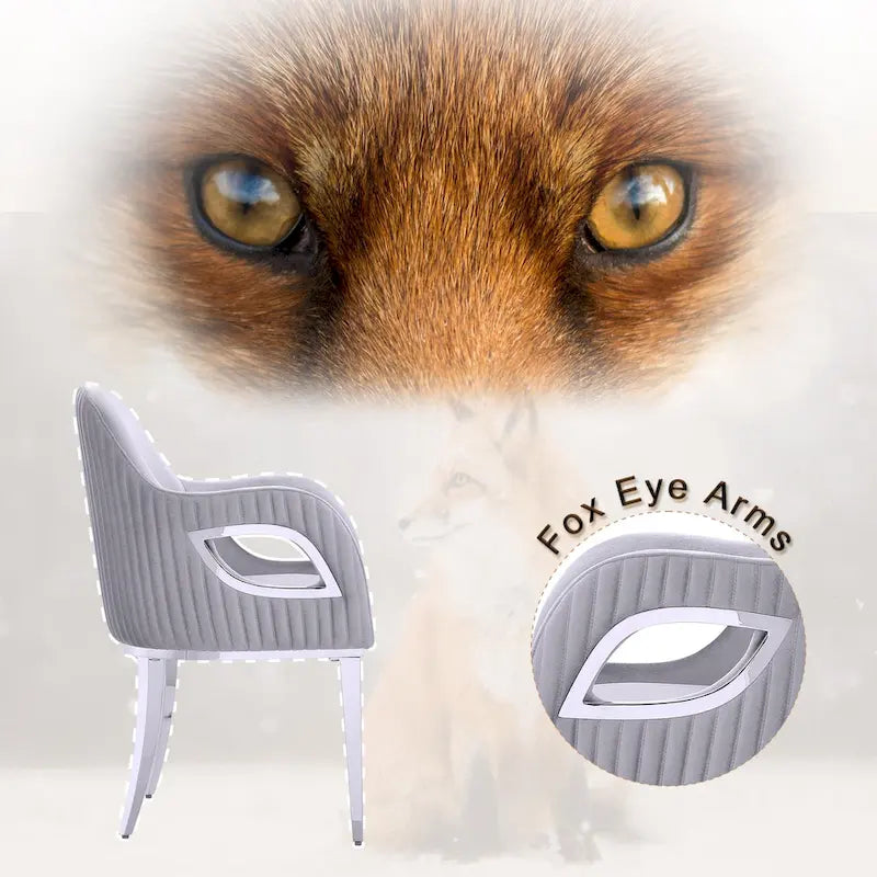 Armchairs Velvet Upholstered Side Chairs with Fox-EyeArmrests and Mirror Stainless Steel Legs