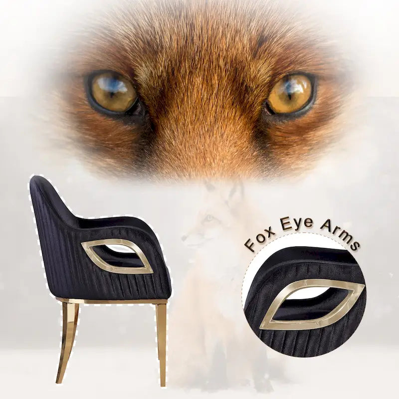 Armchairs Velvet Upholstered Side Chairs with Fox-EyeArmrests and Mirror Stainless Steel Legs