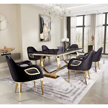 Armchairs Velvet Upholstered Side Chairs with Fox-EyeArmrests and Mirror Stainless Steel Legs