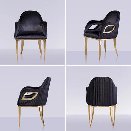 Armchairs Velvet Upholstered Side Chairs with Fox-EyeArmrests and Mirror Stainless Steel Legs