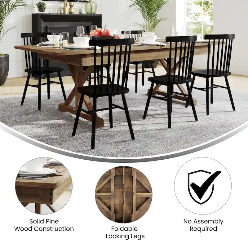 8' x 40 Rectangular Antique Rustic Solid Pine Folding Dining Table