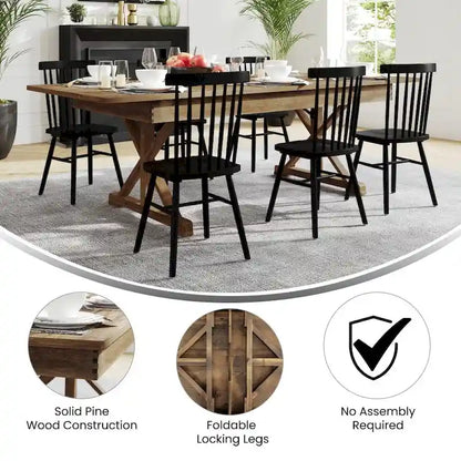 8' x 40 Rectangular Antique Rustic Solid Pine Folding Dining Table