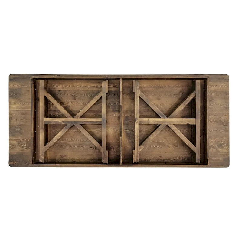 8' x 40 Rectangular Antique Rustic Solid Pine Folding Dining Table