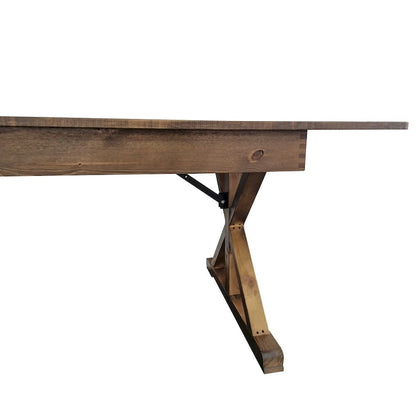 8' x 40 Rectangular Antique Rustic Solid Pine Folding Dining Table