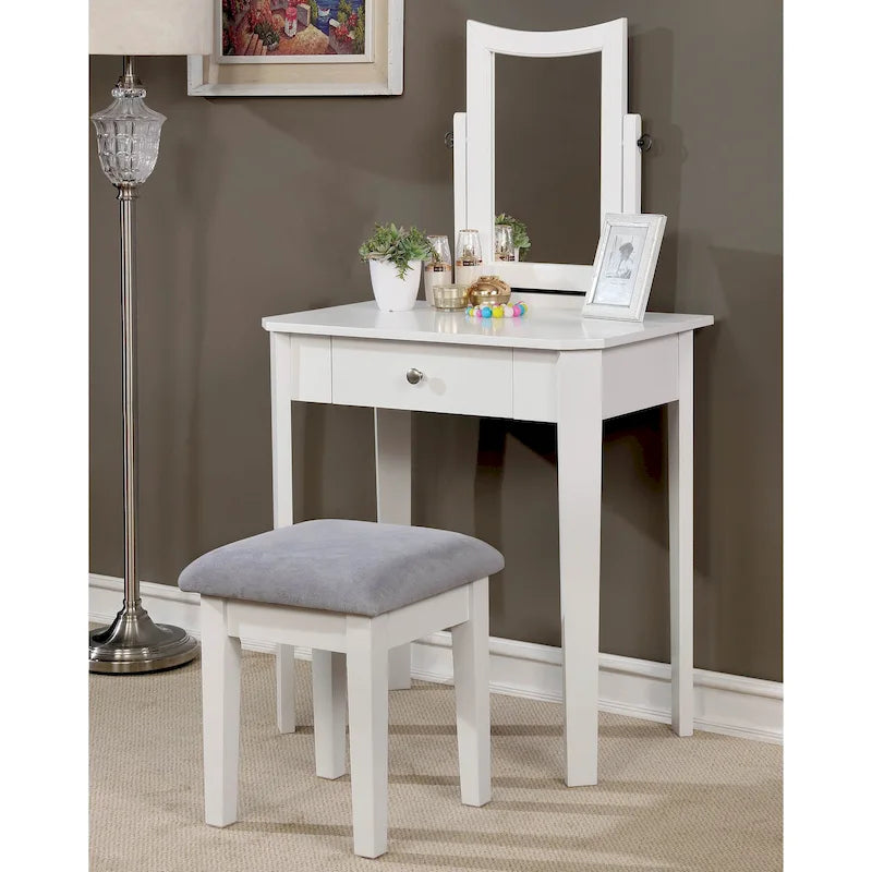 Quol Contemporary Solid Wood 1-Drawer 3-Piece Makeup Vanity Set by Furniture of America