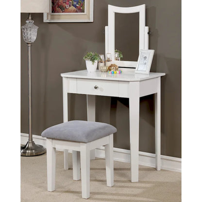 Quol Contemporary Solid Wood 1-Drawer 3-Piece Makeup Vanity Set by Furniture of America