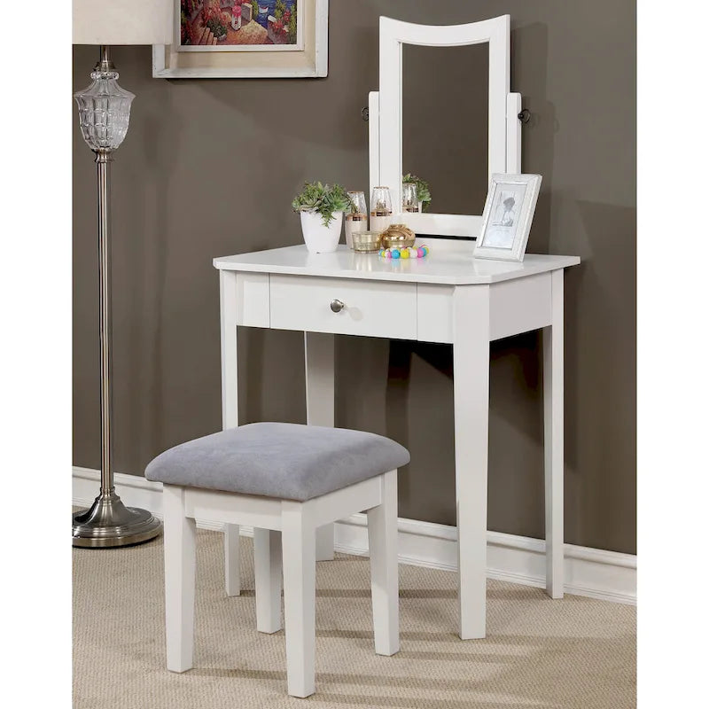 Quol Contemporary Solid Wood 1-Drawer 3-Piece Makeup Vanity Set by Furniture of America