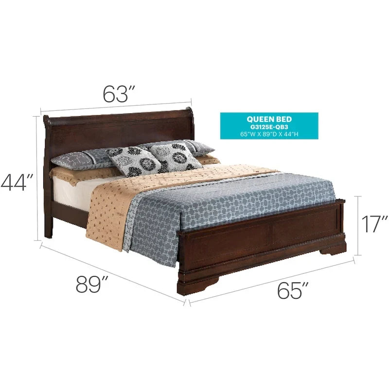 Louis Philippe Queen Panel Bed