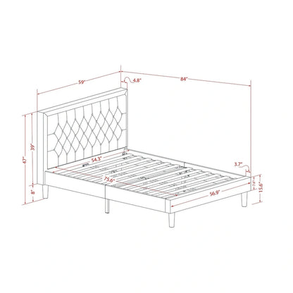 East West Furniture 2 Piece Bedroom Set - Bed Frame Brown Headboard & 1 Wooden Nightstand - Black Finish Legs(Bed Size Option)