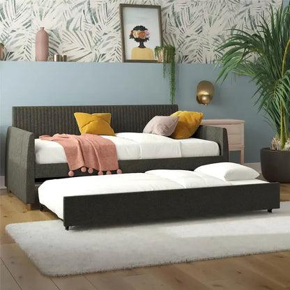 Mr. Kate Daphne Upholstered Twin Daybed with Roll Out Trundle