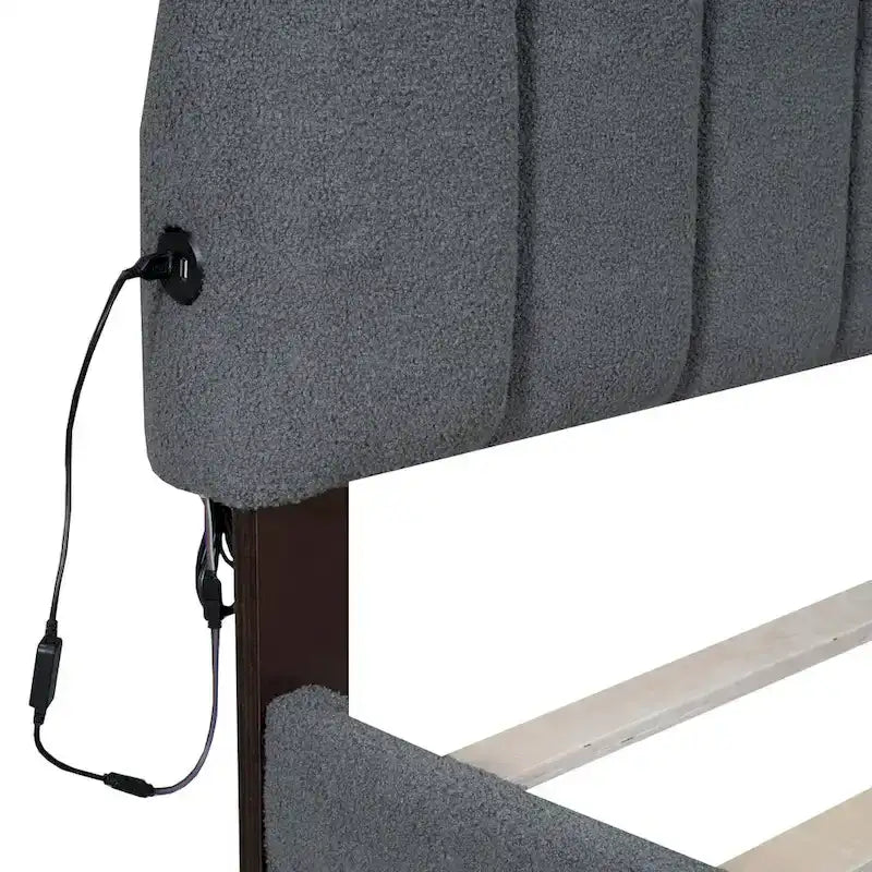 Queen Size Upholstered Platform Bed with Drawer