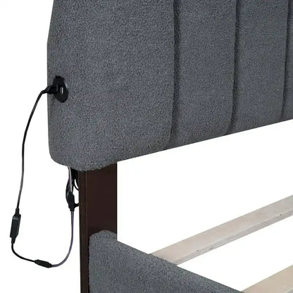 Queen Size Upholstered Platform Bed with Drawer