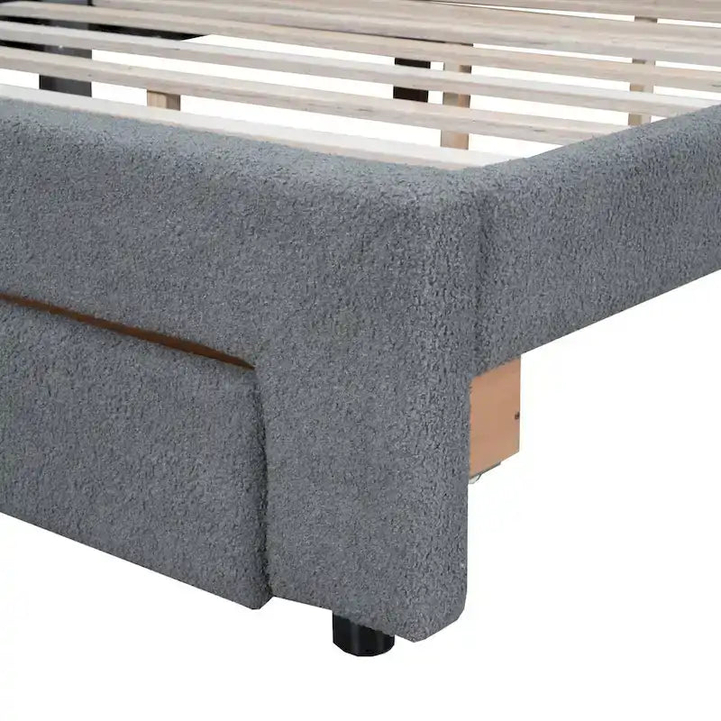 Queen Size Upholstered Platform Bed with Drawer
