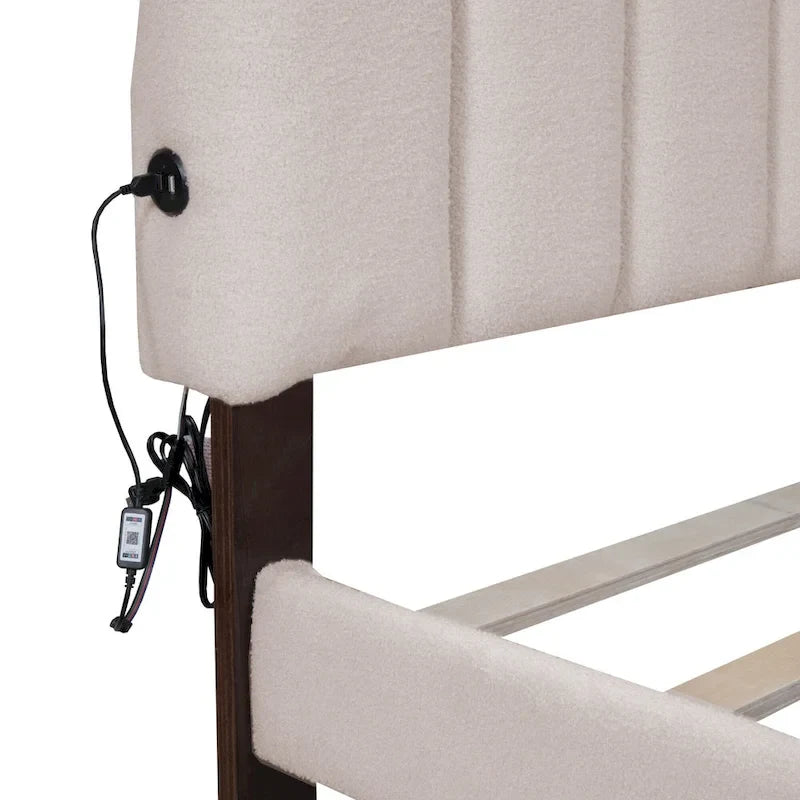 Queen Size Upholstered Platform Bed with Drawer