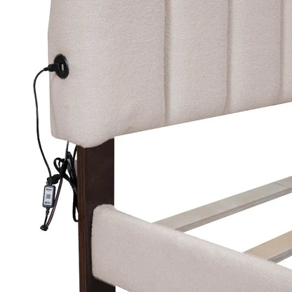 Queen Size Upholstered Platform Bed with Drawer