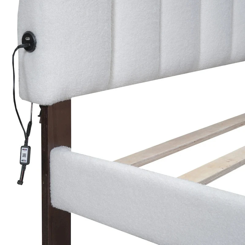 Queen Size Upholstered Platform Bed with Drawer