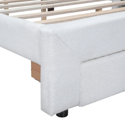 Queen Size Upholstered Platform Bed with Drawer