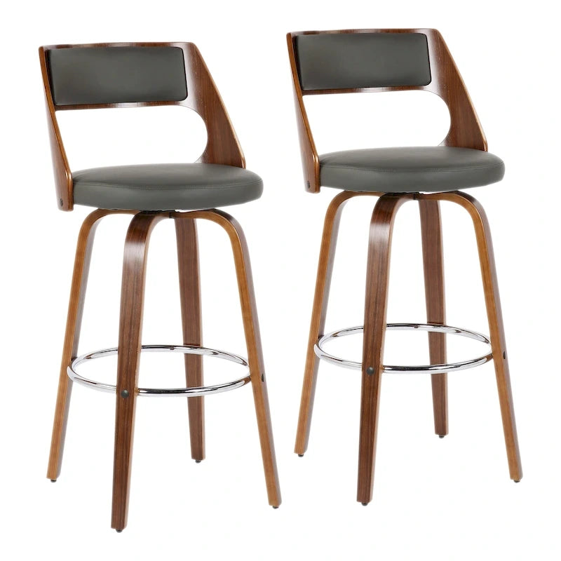 Carson Carrington Alingsas 30 Fixed-Height Bar Stool with Bent Wood Legs & Round Footrest (Set of 2)