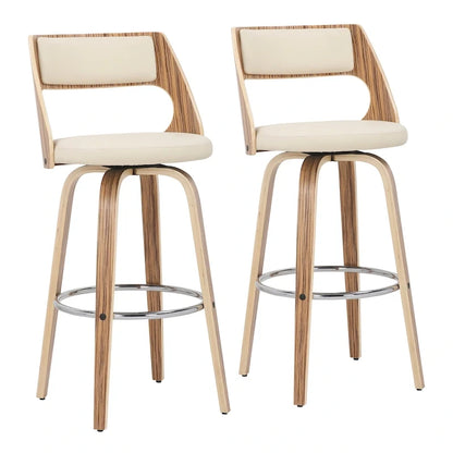 Carson Carrington Alingsas 30 Fixed-Height Bar Stool with Bent Wood Legs & Round Footrest (Set of 2)