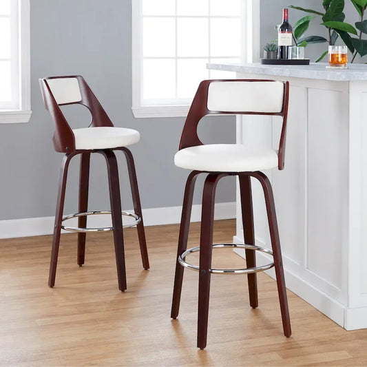 Carson Carrington Alingsas 30 Fixed-Height Bar Stool with Bent Wood Legs & Round Footrest (Set of 2)