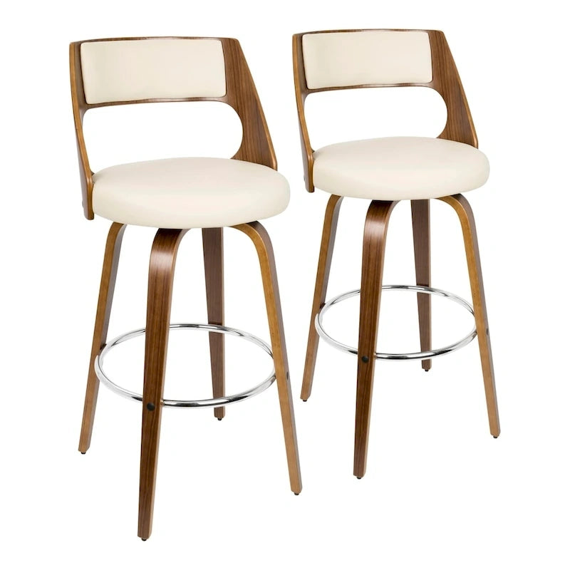 Carson Carrington Alingsas 30 Fixed-Height Bar Stool with Bent Wood Legs & Round Footrest (Set of 2)