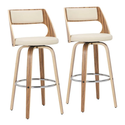 Carson Carrington Alingsas 30 Fixed-Height Bar Stool with Bent Wood Legs & Round Footrest (Set of 2)