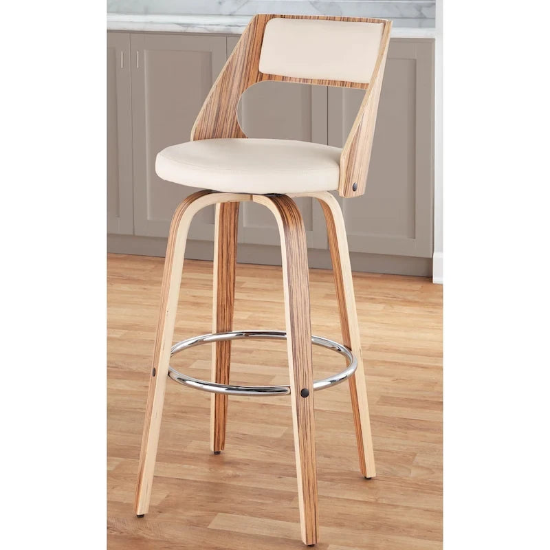 Carson Carrington Alingsas 30 Fixed-Height Bar Stool with Bent Wood Legs & Round Footrest (Set of 2)