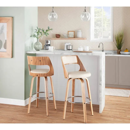 Carson Carrington Alingsas 30 Fixed-Height Bar Stool with Bent Wood Legs & Round Footrest (Set of 2)