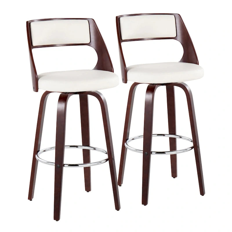 Carson Carrington Alingsas 30 Fixed-Height Bar Stool with Bent Wood Legs & Round Footrest (Set of 2)