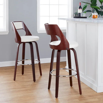Carson Carrington Alingsas 30 Fixed-Height Bar Stool with Bent Wood Legs & Round Footrest (Set of 2)