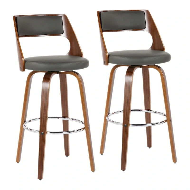 Carson Carrington Alingsas 30 Fixed-Height Bar Stool with Bent Wood Legs & Round Footrest (Set of 2)