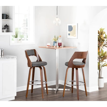 Carson Carrington Alingsas 30 Fixed-Height Bar Stool with Bent Wood Legs & Round Footrest (Set of 2)